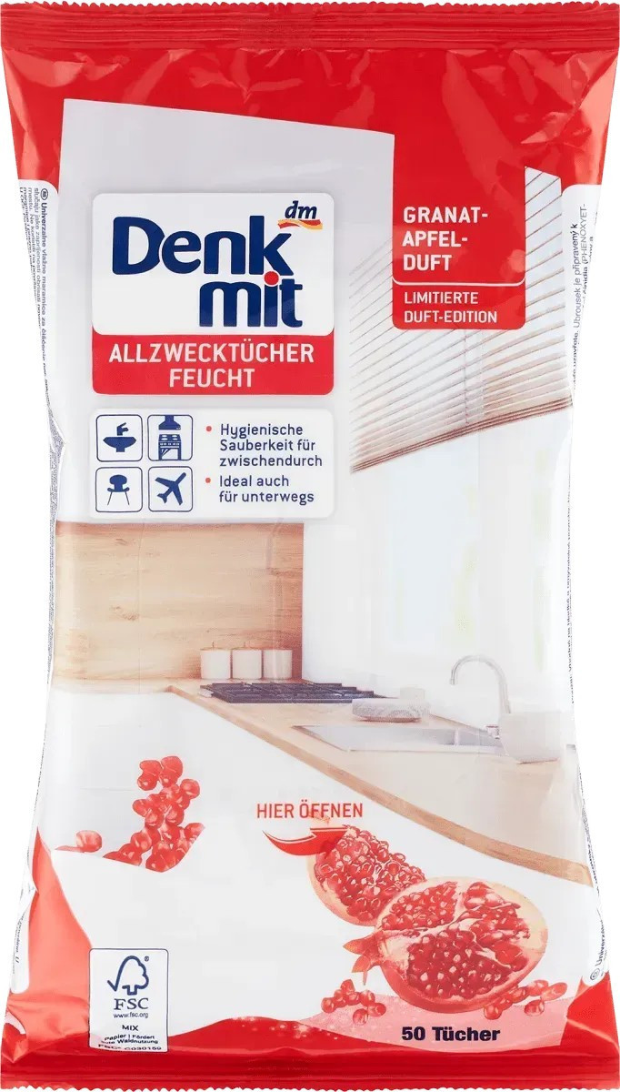 Серветки влажные универсальные DenkMit гранат 50 шт.