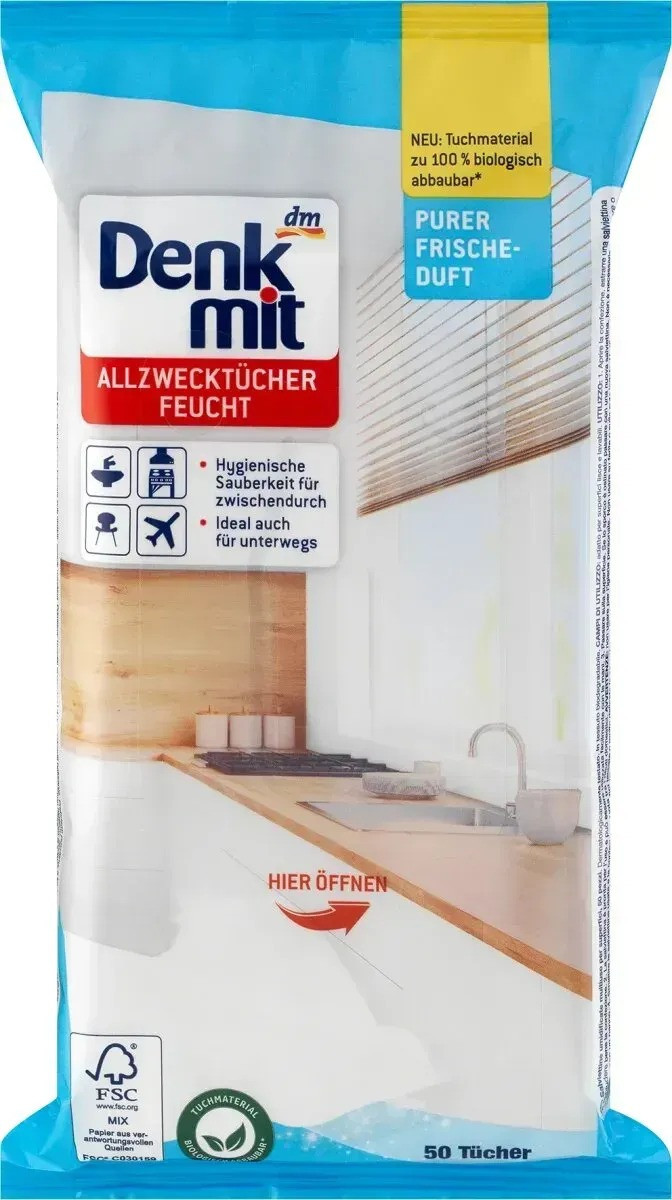 Салфетки для уборки и жалюзи Denk Mit, 50 шт.