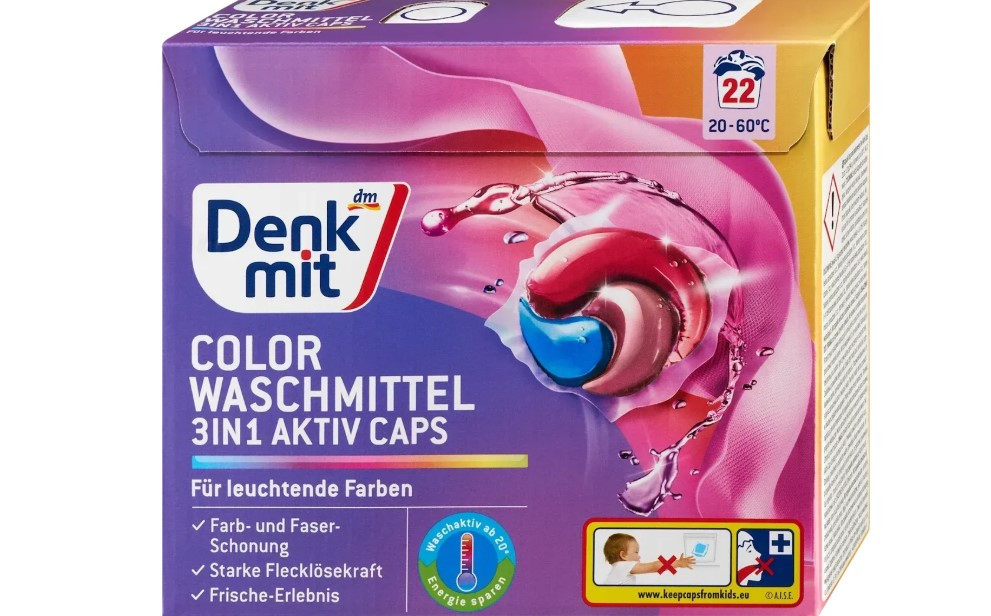Капсулы для цветных вещей Denkmit 3 в 1 22 шт