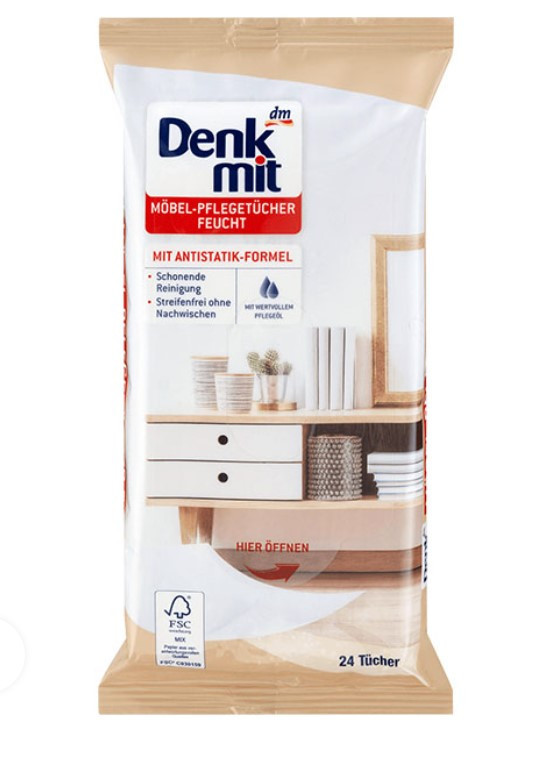 Влажные салфетки для ухода за мебелью Denkmit 24 шт