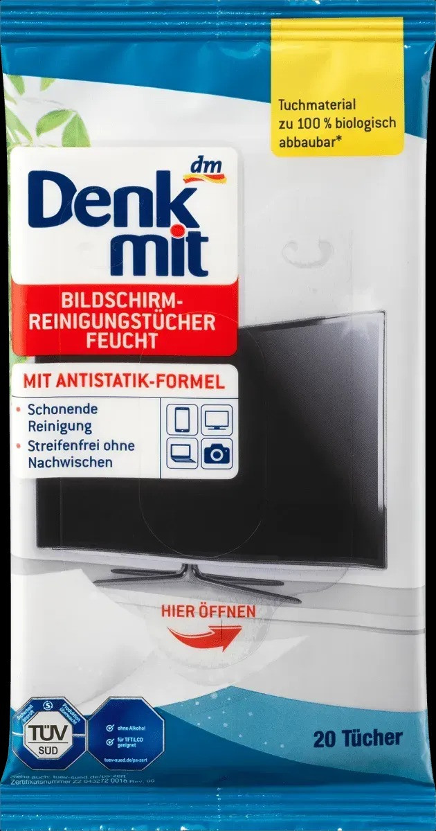 Влажные салфетки для чистки экранов DenkMit 20 шт00