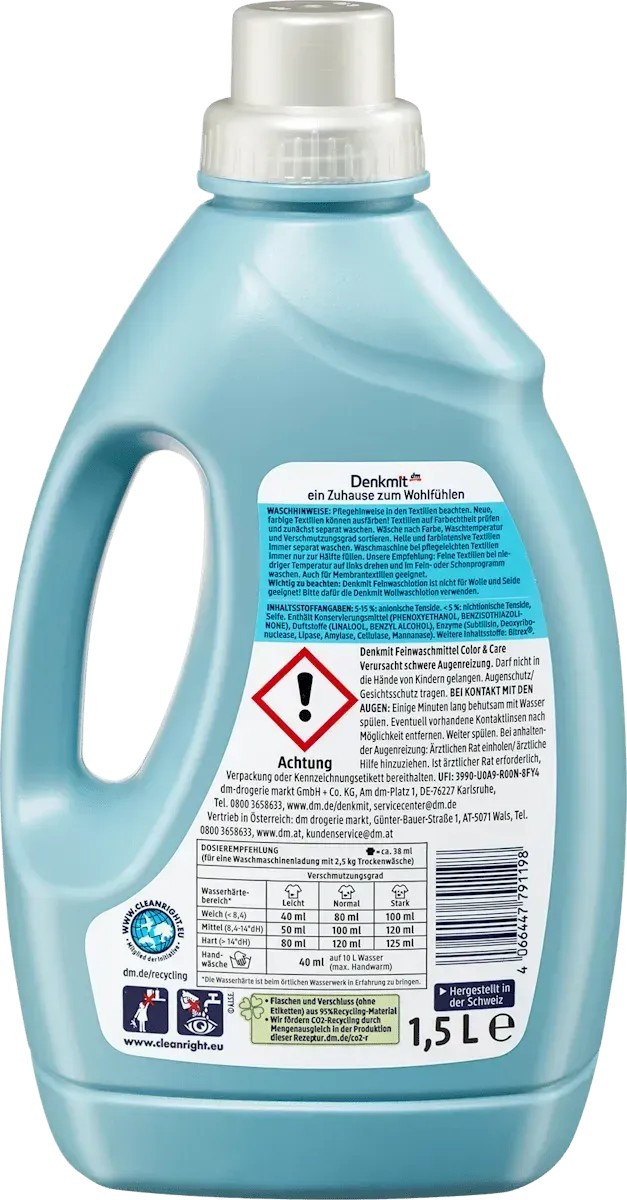 Гель для стирки деликатных и других нежных тканей Denkmit Color & Care 1,5л.11